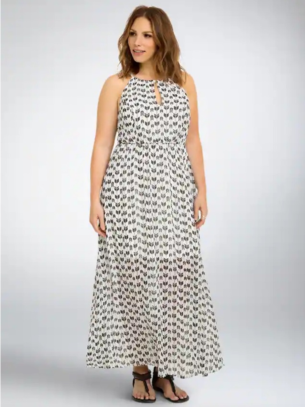 torrid White and Black Halter-Style Maxi Dress